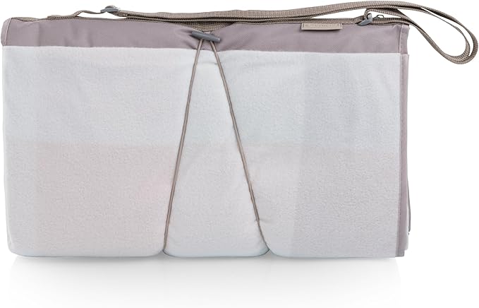 Picnic TIME Blanket Tote XL Outdoor Picnic Blanket 70x80 Foldable Beach Mat with Soft Fleece Top Water-Resistant Backing Carry Strap &amp Pocket Portable Blanket for 4-5 People (Pastel Plaid)