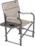 Lippert Components Scout Plus Director Chair with Side Table for Camping Foldable Steel Tube Frame 600D Polyester UV and Water Resistant PVC Coating 400 lb. Weight Capacity Sand - 2021123282