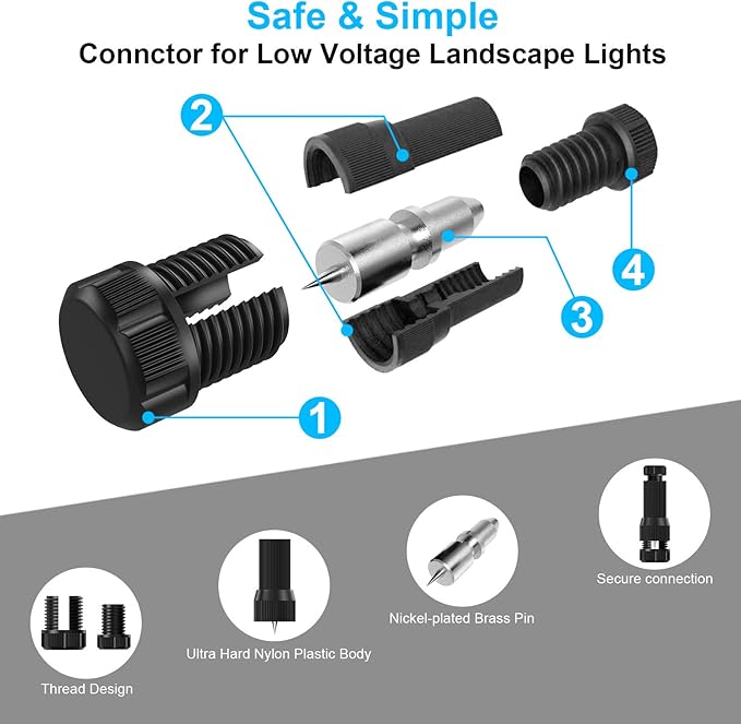 50 Pack Low Voltage Landscape Light Wire Connector Outdoor 14-20 Gauge Cable Connectors for Landscape Path Lights Work with Malibu Paradise Moonrays and More