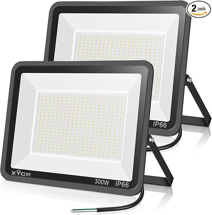 2 pack 300W LED Flood Light(2000W Equivalent)Super Bright 42500LM 5000K Daylight IP66 Waterproof Security Outdoor LED Arena Lights Commercial Lighting Floodlight for Backyard|Court|Stadium|Yard