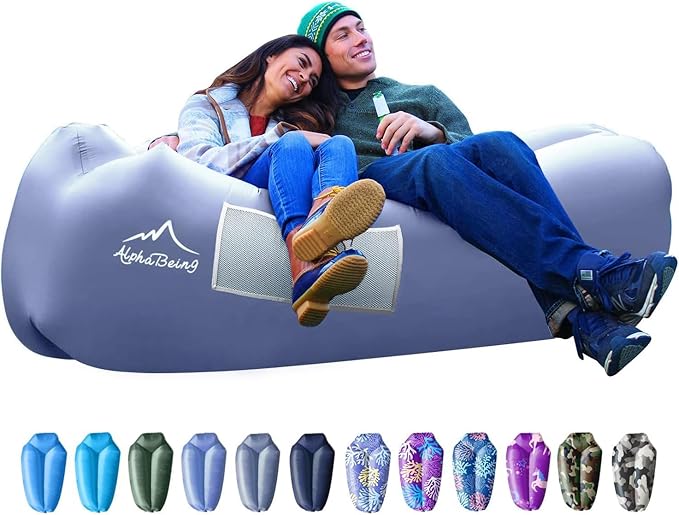 AlphaBeing Inflatable Lounger Beach Chair Accessories Air Sofa Hammock Inflatable Couch for Camping Backyard Lakeside with Compression Sacks Ideal Outdoor Gifts for Adults