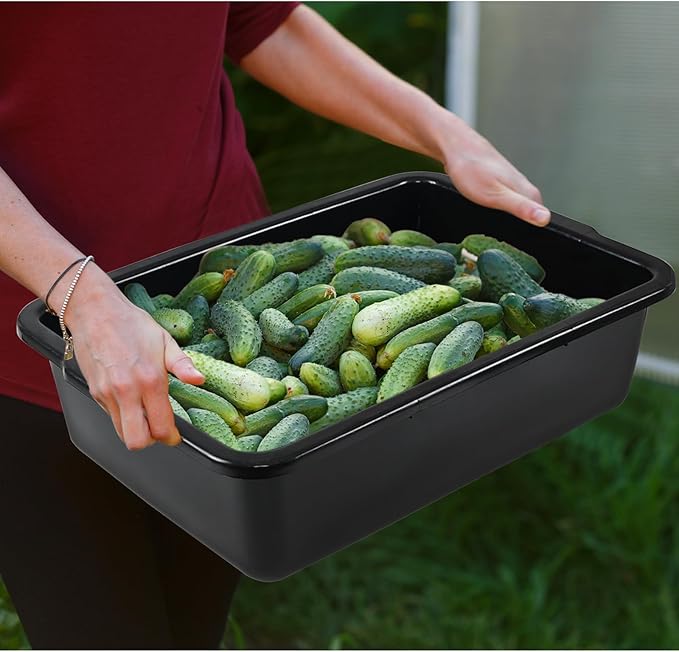 4 Pack 32 L Commercial Bus Tubs Large Rectangle Dishpan Wash Basin Tub Black