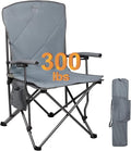 Timber Ridge Folding Camping Chair Removable Seat Padded Lawn Chairs Foldable Outdoor Camp Chair for Adults Supports Up to 300 LBS Grey
