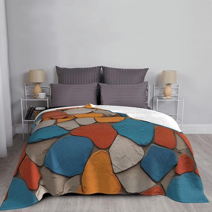 Paint Texture Wall 60x50 Printed Soft Fleece Blanket for Sofa Bed and Camping - Cozy Blanket for Travel Picnics Nighttime Use