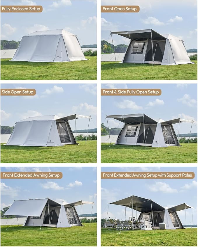 Mobi Garden Skyloft 4/8 Person Instant Tent Large Aluminum Alloy Cabin Tent Double Layer Full Rainfly Waterproof 4 Season Shelter Huge Interior with Pre-Attached Poles Air Vent &amp Carry Bag