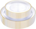Rubtlamp 60Pcs Clear Gold Plastic Plates Clear Disposable Plates With Gold Beaded Heavyduty Plastic Plates Include 30 Dessert Platos 30 Dinner Platos for Wedding Party