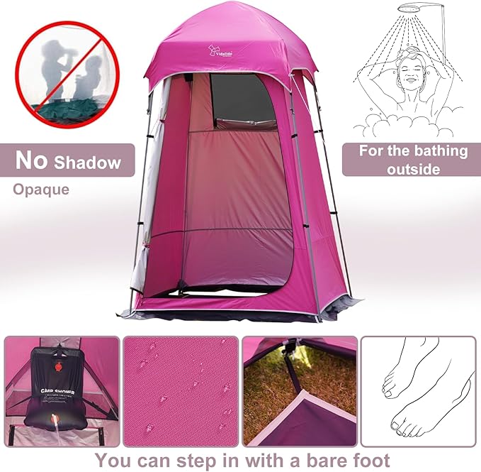 Vidalido Outdoor Camping Shower Tent Easy Setup Privacy Tent Changing Room Portable Camp Shower Tents for Camping with Floor Waterproof Privacy Shelters Camping Toilet Tent
