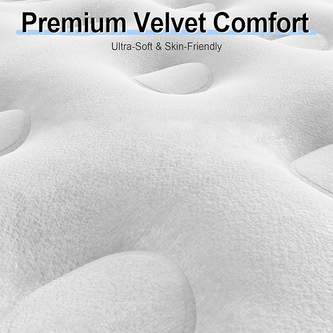 Queen Air Mattress with Built-in Rechargeable Pump 18 Raised Inflatable Bed for Camping &amp Guest 3-Min Fast Inflation Velvet Top Thickened Durable Waterproof Fabric(Blue)