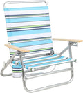 Portal 14.17 X 19.69 X 31.1 Lightweight Adjustable Hi-Back Folding Beach Chair with Cup Holder and Padded Carry Strap Blue