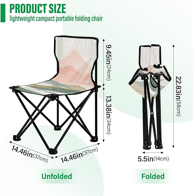Mountains in Fog Portable Camping Chairs Folding Chair - Durable Oxford Fabric Lightweight Iron Frame Easy Fold Design - Ideal for Outdoor Activities Camping Fishing and Travel