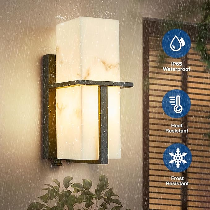 Dusk to Dawn Sensor Outdoor Wall Lantern Industrial Outdoor Sconce Waterproof Modern Exterior Wall Mounted Lighting Fixtures with Photocell Button Matte Black Outside Lamps for House Porch