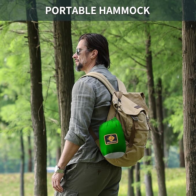 Camping Hammock with NetPortable Lightweight Double Hammocks with Tree Straps and Solid D-Shape CarabinersParachute Nylon Hammock for Backpacking Beach Backyard Patio Hiking Green&ampGrey