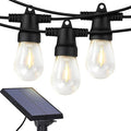 Brightech Ambience Pro Solar Powered Outdoor String Lights 48 ft Commercial Grade Waterproof Patio Lights 15 Edison Bulbs Shatterproof LED String Lights for Outside Porch - 1W Soft White