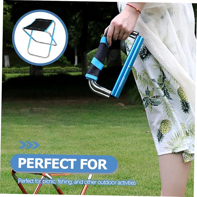 Portable Folding Stool Lightweight and Durable Mini Fishing Chair for Camping Beach and Outdoor Activities Multi-Functional Travel Seat Easy Storage and Carry Small Blue
