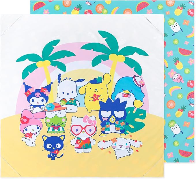 Bumkins Throw Blanket Towel Baby Toddler and Kids Travel Beach Picnic Outdoor Indoor Play Soft Lightweight Microfiber Resists Sand and Debris Reversible 58in x 58in – Hello Kitty