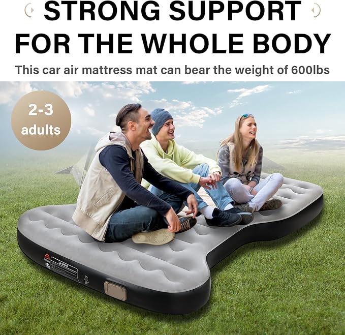 Coverado Tesla Model Y Air Mattress One Click Self Inflating Tesla Y Sleeping Pad Wireless Pump &amp Light Function 4.5 Thick Comfort Flocking Model Y Air Bed Tesla Model Y Mattress Fit 2020-202