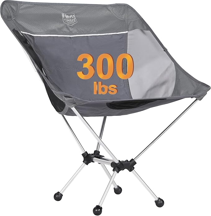 Timber Ridge Lightweight Highback Compact Folding Chair - Portable Comfort for Day Hikes Beach Trips &amp Camping 300 lbs Support