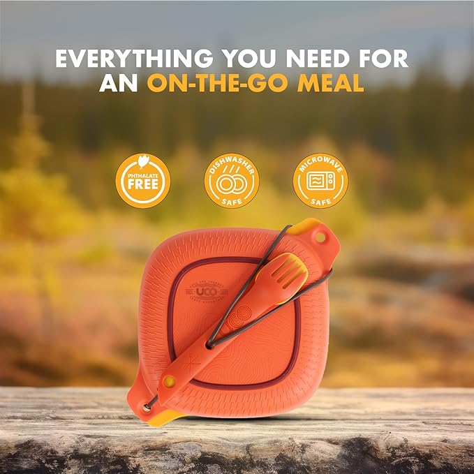 UCO 6-Piece Camping Mess Kit with Bowl Plate Collapsible Cup and Switch Camping Spork