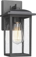 Outdoor Wall Sconce 1 Pack Exterior Light Lantern Fixture Porch Lights Lamp Outdoor Wall Mounted in Black Finish with Seeded Glass for House Garage Patio Yard Garden