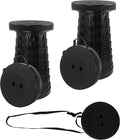 2pcs Folding Stool Collapsible Stool for Adults Portable Stools Foldable Sturdy Versatile Telescoping Ideal for Camping Fishing Hiking BBQ and Outdoor Adventure (Holds up to 440lbs Black)