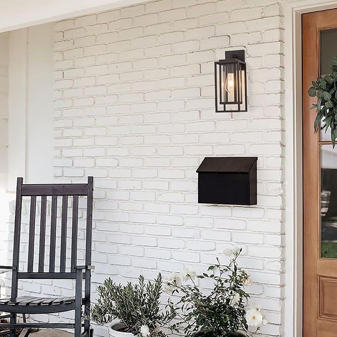 14 Outdoor Wall Light Fixtures Waterproofed Exterior Lantern W/Sturdy Rectangular Double Cage In Old Rust&ampClear Tempered GlassSconce Mounted For House PatioFront doorPorchYard Lighting 2Pack