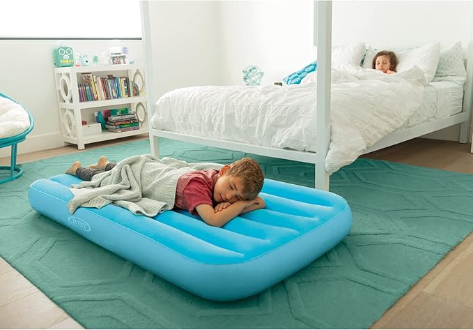 Intex 66803EP Cozy Kidz Inflatable Airbed : Fiber-Tech – Velvety Soft Surface – Carry Bag Included – Color May Vary – 34.5 x 62 x 7 6 Pack