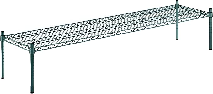 18 x 72 x 14 Green Epoxy Wire Storage Shelf Dunnage Rack Commercial 1 Tier Small Shelf