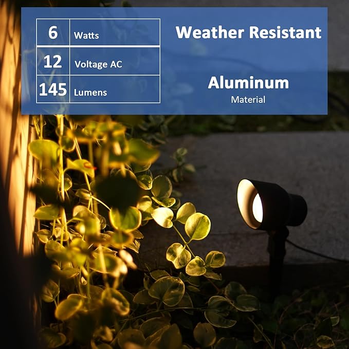 Malibu LED Floodlight Low Voltage Landscape Lighting Outdoor Spotlight for Walls Trees Flags Decorative Light 6 Watt 12V AC for Garden Lawn Use
