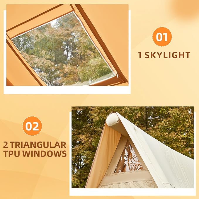 EROMMY 4/6/8/12 Person Inflatable Tent with Skylight 4 Season Blow Up Tents with Hand Pump for Outdoor Camping &amp Hiking Easy Set-up Windproof Sunproof Waterproof