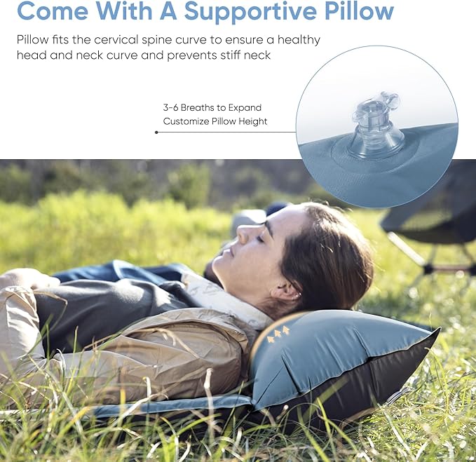 Naturehike Self-Inflating Sleeping Pad Ultralight Memory Foam Camping Pad with Pillow Fast Inflating Sleeping Pad for Camping Hiking with Storage Bag Single Blue