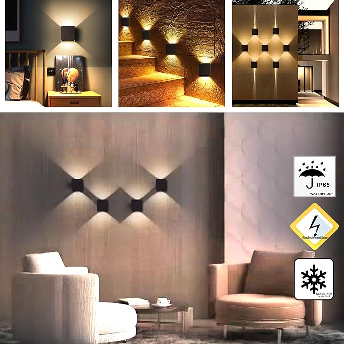 Wall Sconces Set of Two Porch Lights Outdoor LED Wall Lights for Bedroom Living Room IP65 Wall Lamps Modern Fixtures 10w Patio Porch Lighting Durable Exterior Patio Lights (2-Pack)