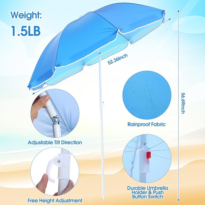 Huwena 2 Pack Beach Chair for Adult with 2 Umbrella Low Folding Chair Detachable Adjustable Lightweight with Armrests Cup Holder Carry Bag Portable for Sand Camping Travel Outdoor Pool(Yellow Green)