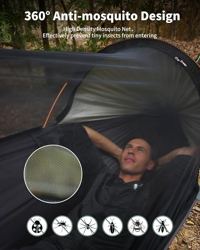 Camping Hammock Tent with Hammock Underquilt Lightweight Hanging Hammocks Tree Straps Portable for Hiking Backpacking