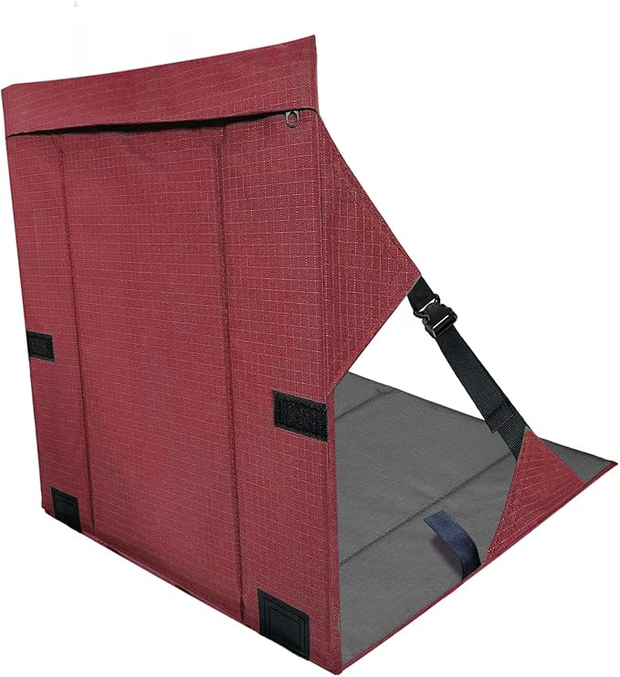 Folding Seat Cushions for Outdoor StadiumsPortable Adjustable Bleacher Chairs Featuring Back Support and CushionsLightweight Enhanced Thickness Dirt-Resistant（Red Grey）