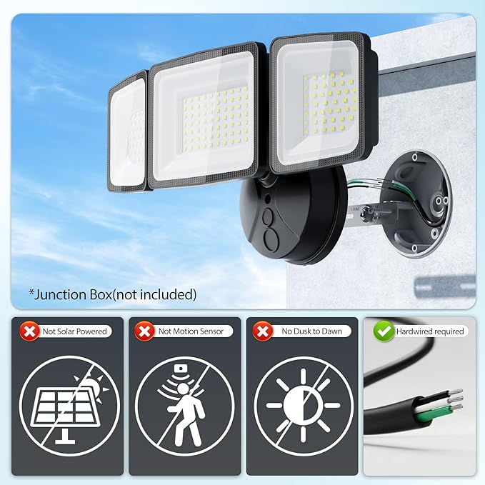 Onforu 130W Flood Lights Outdoor 2 Packs Outdoor Security Lights 13000LM 6500K LED Outdoor Flood Lighting Fixture 3 Adjustable Heads IP65 Waterproof Exterior Floodlight for YardGarageEave Mount