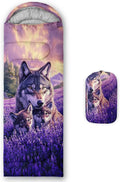 AILONEN Floral Wolf Sleeping Bag for Girls WomenWarm and Cool WeatherLightweightWaterproof BackpackingColorful Flower Animal Print Sleeping Bag for Camping