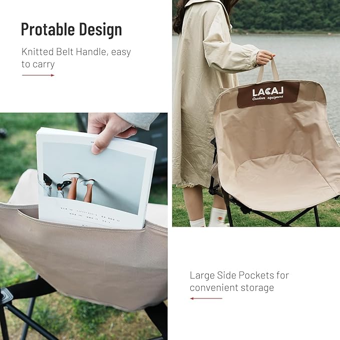 Portable Camping Chair Outdoor Folding Chair Oxford Cloth Backpacking Chair with Aluminum Frame264lbs SupportNo Installation Required