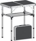 Folding Camping Table 2 FT Folding Portable Camping Table Outdoor&ampIndoor Picnic Table with 3 Adjustable Height Max 27.1Lightweight Aluminum Camping Tables Car Camping Essentials-Black