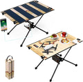 ECOeshiner Solar Folding Table 28W Camping Table - Solar Charging Mesh Bag Two USB Ports Heat + Water + Splash Resistant Solar Powered Beach Table Picnic Table Outdoor Table