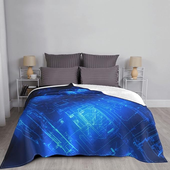 Glowing Blueprint Soft Fleece Blanket 60 * 50 inch Soft Sofa Blanket Suitable for Sofa Camping Travel Night Cover Blanket