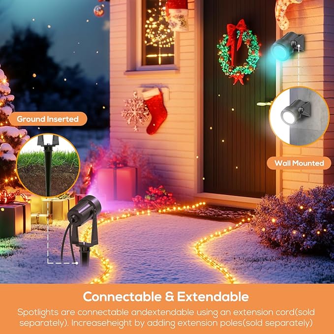 SUNTHIN Outdoor Landscape Lighting with Remote RGBW Color Changing Spot Uplights4 Pack