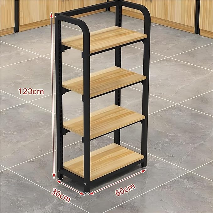 Fangool Commercial Supermarket ShelfCandy Display Rack Supermarket Shelves Center Island Cabinet Garage Shelving Heavy Duty for Stores Supermarkets Drugstores Garages(Black-a60x30x123 cm)