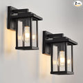Outdoor Wall Light Fixtures Modern Exterior Wall Mount Lanterns Outside Wall Sconces in Black Finish with Clear Glass for Porch Patio Farmhouse 2-Pack