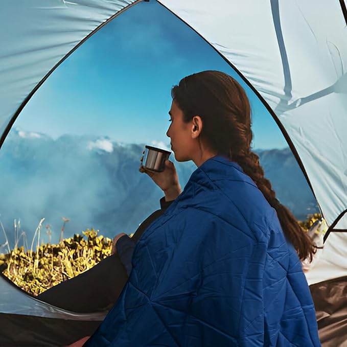 Large Outdoor Waterproof Blanket Extra Thick Fleece Stadium Blanket for Camping Car Pet Picnics - Windproof Wearable Machine Washable 80 x 58 (Dark Blue)