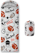 Kids Sleeping Bag for Boys GirlsCartoon Football Print-Lightweight Warm Portable Outdoor Indoor-Waterproof Cold Weather Resistant Sleeping Bag for Camping Hiking