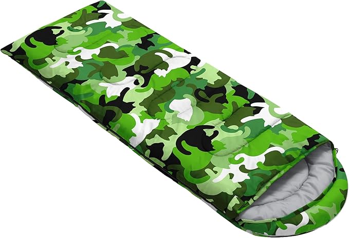 AILONEN Cute Frog Green Camping Sleeping BagLightweight &amp Waterproof3 Season Warm &amp Cool WeatherTravel Portable Compression with Compact Carrying Bag for Kids Girls Adults