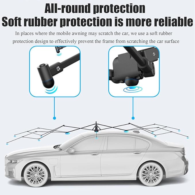 Fully Automatic Car Tent Umbrella Car Roof Top Sun Shade Cover with Remote Control Retractable Folding Movable Carport Pop Up Shelter Waterproof All Weather Car Protection Blue-5.2m/205