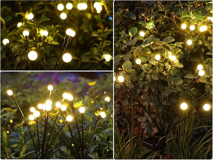 SunKite Solar Garden Lights - 4 Pack 10 LED Solar Firefly Lights Sway by Wind Outdoor Waterproof Solar Decorative Lights Solar Outdoor Lights for Yard Patio Walkway Decoration Warm White