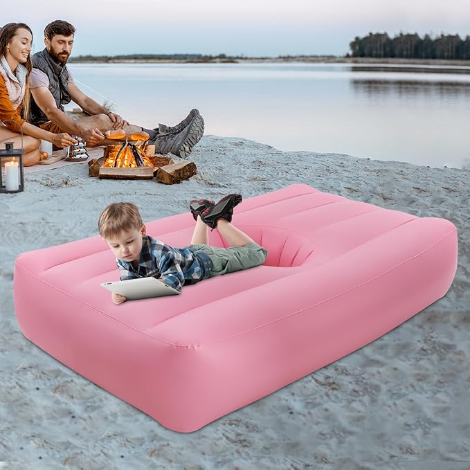 BBL Bed After Surgery for Sleeping PVC Inflatable Mattress with Hole for Post-Surgery Recovery Ergonomics PVC Air Bed with Pump for Camping Hiking Travel Pool Home Guest Use