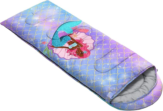 Kids Sleeping Bag for Boys GirlsWatercolor Mermaid Scales Print-Lightweight Warm Portable Outdoor Indoor-Waterproof Cold Weather Resistant Sleeping Bag for Camping Hiking(Scales)